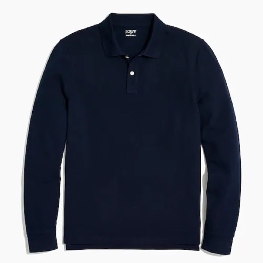 J. Crew Navy Classic Long Sleeve Polo